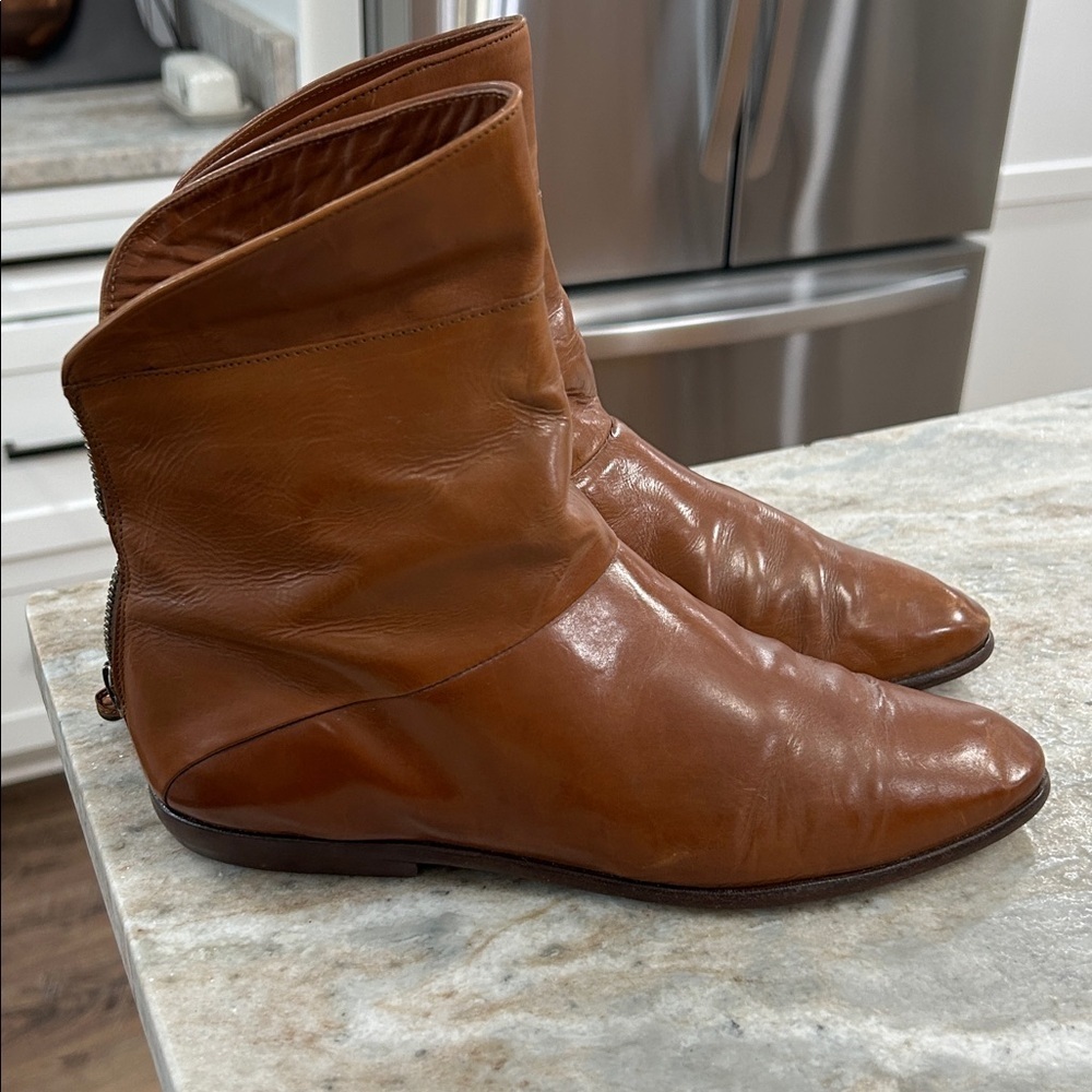 Joan & David Leather slip on tassel zip up back Boots Made in Italy size 8 - Picture 3 of 16